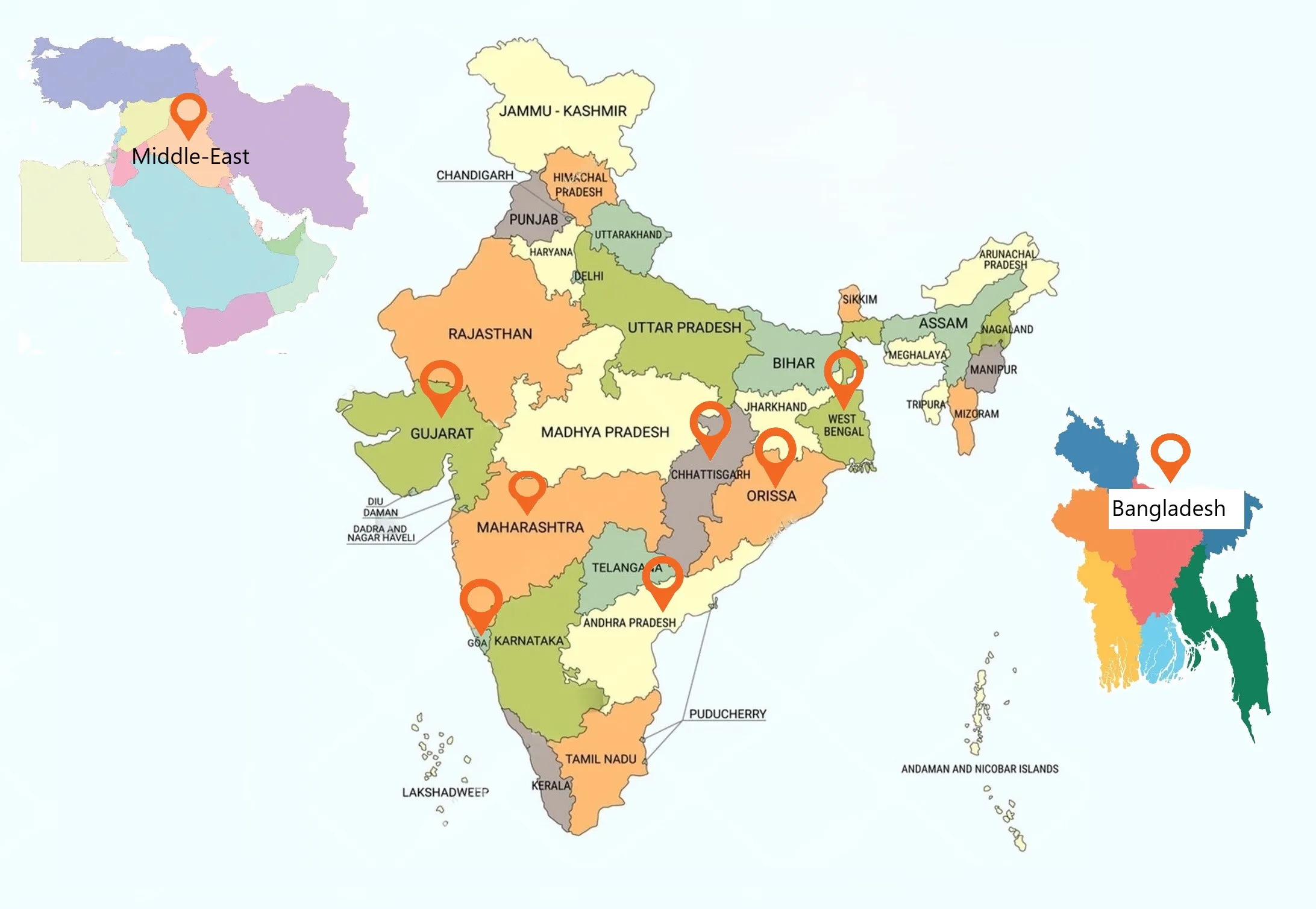 AK Speciality Gases Service Locations Map